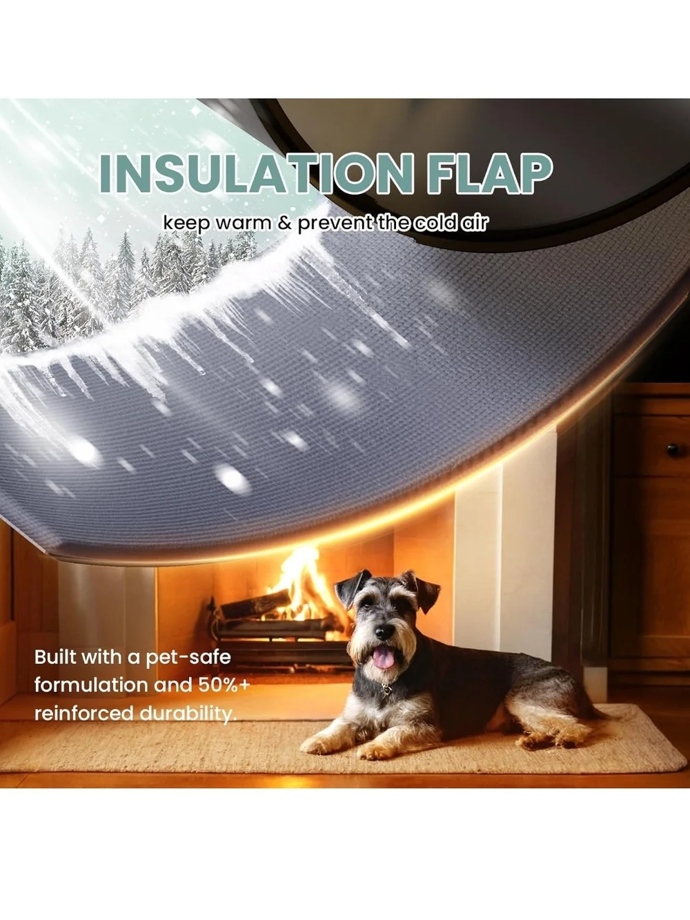 3-Flap Medium Dog Door Wall Mount Plastic Pet Door Tunnel Up to 45 lbs